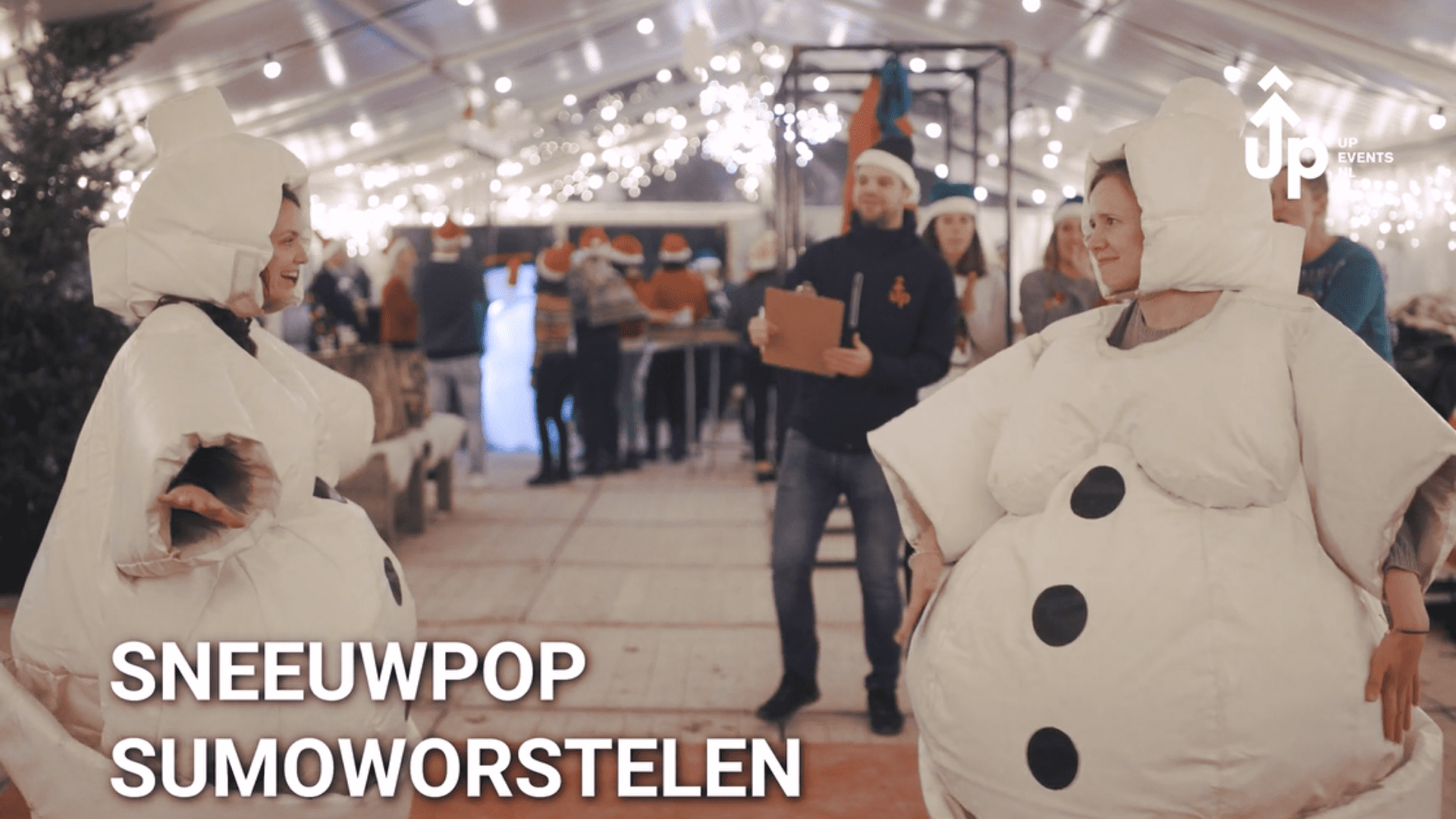 Sneeuwpop worstelen winterfeest Amsterdam